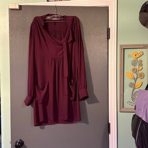 BCBGMaxAzria Long Sleeve Dress in Burgundy
